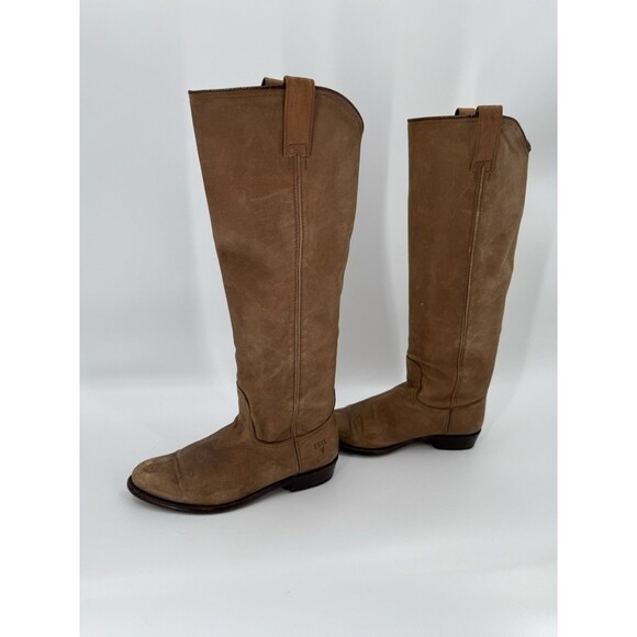 Vintage Frye Soft Leather Boots Camel Brown Knee High Leather Size 6 SPAIN Made - Picture 1 of 16